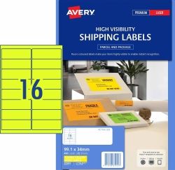 LABEL AVERY LASER A4 16UP FLUORO YELLOW 35942
L7162FY PK25