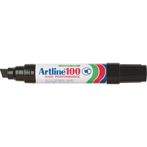 MARKER ARTLINE 100 BLACK PERMANENT 12MM CHISEL NIB