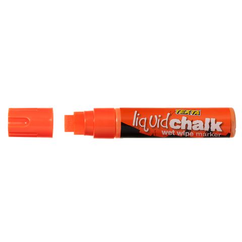 WET WIPE ORANGE TEXTA LIQUID CHALK MARKER 15MM NIB FOR GLOSSY SURFACES