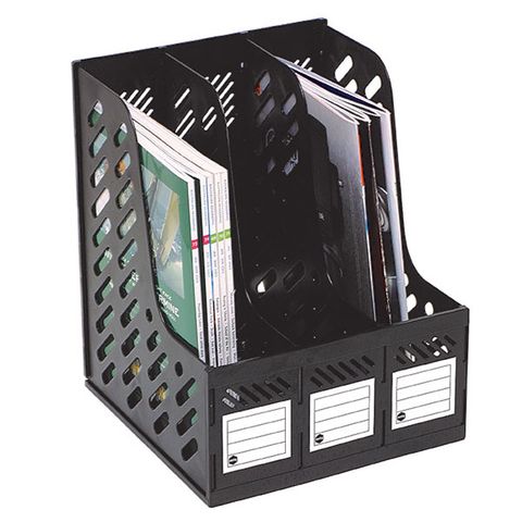 MAGAZINE RACKS 3 SECTION BLACK