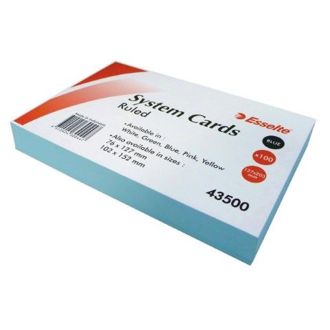 SYSTEM CARDS  203x127mm (8x5) BLUE PACK 100