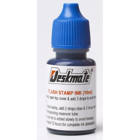 REFILL INK 10ML BLUE DESKMATE PRE-INKED OFFICE STAMP - FOR DESKMATE OFFICE STAMPS & MERIT STAMPS