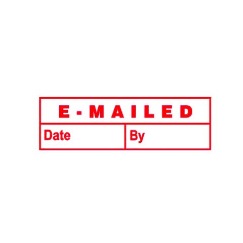 EMAILED (DATE & BY) RED DESKMATE PRE-INKED OFFICE STAMP