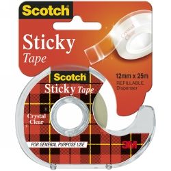 SCOTCH STICKY TAPE ON DISPENSER 12MM X 25M
