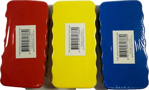 MAGNETIC WHITEBOARD ERASER LARGE ASSORTED
110MMX55MM