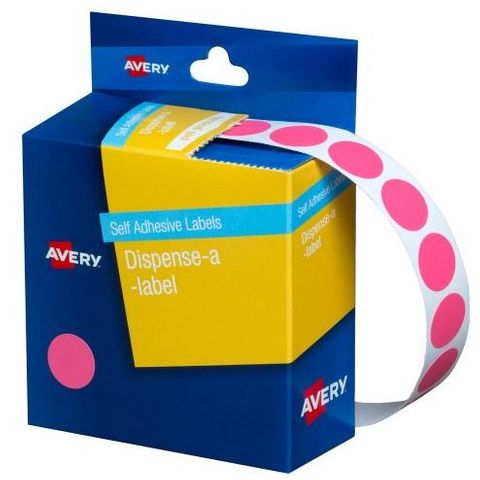 14MM CIRCULAR LABEL PINK DISP BX 1050