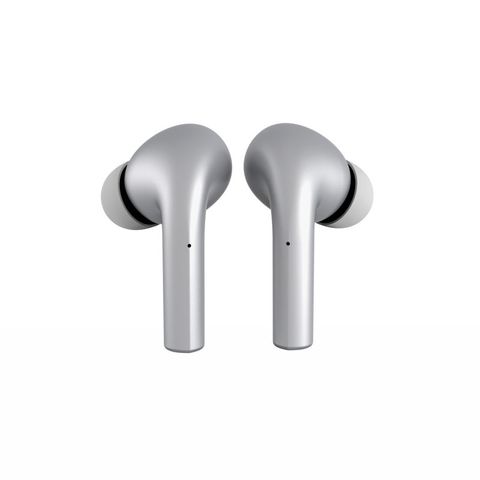 "MOKIPODS TRUE WIRELESS EARBUDS -SILVER ACHIEVE WIRELESS STEREO SOUND IN SEPARATE LEFT AND RIGHT CHANNELS AND HIFI SOUND.  WITH COMPLETE BLUETOOTH FUNCTION, IT CAN BE USED ALONE OR IN PAIRS AND SUPPORTS DUAL MICROPHONE CALLS."