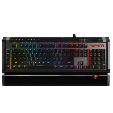 PATRIOT VIPER MECHANICAL RGB KEYBOARD W/ DEDICATED MEDIA+MACRO KEYS FEATURES MECHANICAL RED SWITCHES AND FULL SPECTRUM RGB LED.