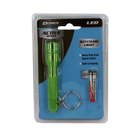 "DORCY 1AAA LED ALUMINIUM KEYCHAIN, STRONG ALUMINIUM, INCLUDED KEYCHAIN, ASSORTED COLOURS, 10 LUMENS, WEATHER RESISTANT, PERFECT TO STOWAWAY IN YOUR CAR OR BAG"