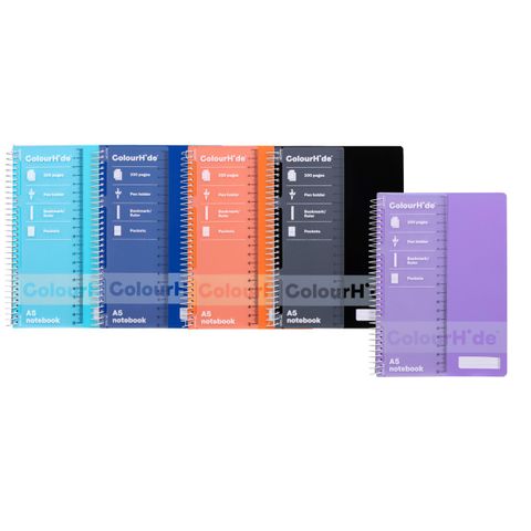 COLOURHIDE NOTEBOOK A5 200PG ASSORTED COLOURS 1717699
