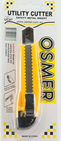 UTILITY CUTTER KNIFE LARGE ROUNDED HANDLE  WIDE BLADE SLIDE LOCK UC87 - USES SPARE BLADE - BL18T