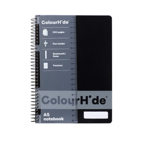COLOURHIDE NOTEBOOK A5 200PG BLACK