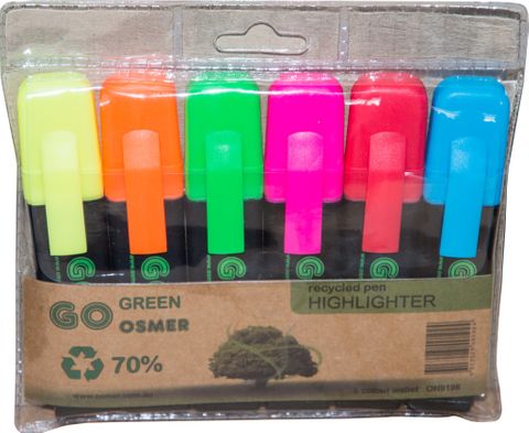 OSMER HIGHLIGHTER WALLET 6  -  YELLOW,GREEN,ORANGE,PINK,BLUE & RED