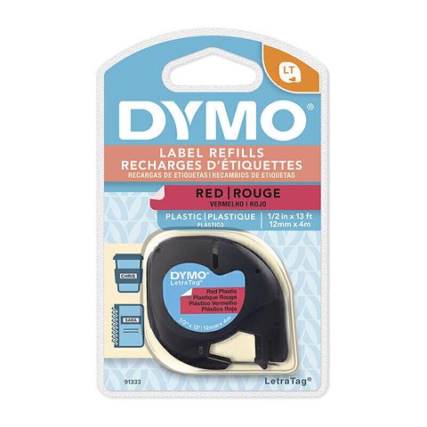 LETRATAG DYMO RED PLASTIC 12MMX4M **DISCONTINUED ITEM** 1 REMAINING IN STOCK