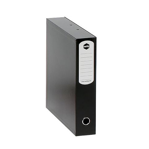 BOX FILE FOOLSCAP HEAVY DUTY BLACK - HOLDS UP TO 400 SHEETS - ATTACHED PLASTIC CLIP TO SECURE DOCUMENTS - 75MM SPINE