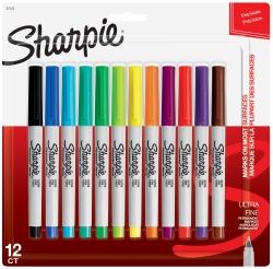 SHARPIE ULTRA FINE PERMANENT MARKERS ASSORTED COLOURS PK12
