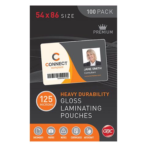 LAMINATING POUCH 54X86MM 125 MICRON PK100
GLOSS HEAVY DURABILITY