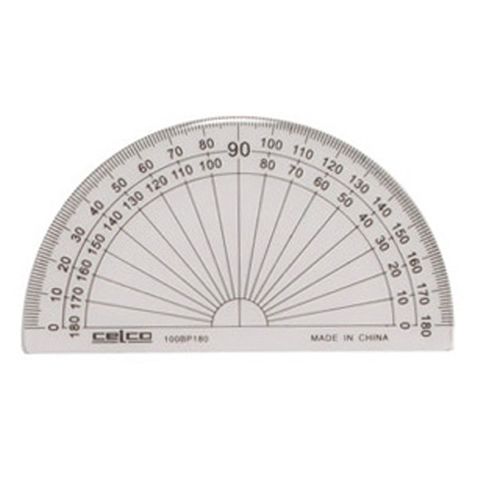 PROTRACTOR CELCO 10CM 180DEG CLEAR -