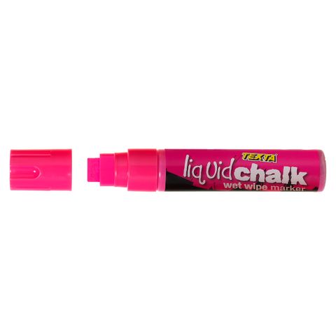 WET WIPE PINK TEXTA LIQUID CHALK MARKER 15MM NIB FOR GLOSSY SURFACES