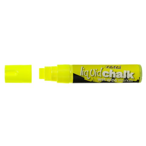 WET WIPE YELLOW TEXTA LIQUID CHALK MARKER 15MM NIB FOR GLOSSY SURFACES
