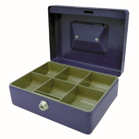 CASH BOX CLASSIC NO 8 BLUE   200X150X80MM
6 COIN COMPARTMENTS
