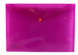 DOCUMENT WALLET A4 PINK TINT PVC  BUTTON CLOSURE
