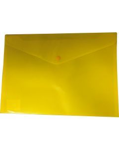 DOCUMENT WALLET A4 YELLOW PVC  BUTTON CLOSURE