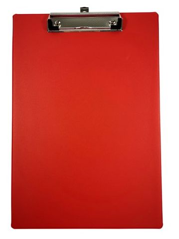 CLIPBOARD A4 PVC RED - NO FRONT COVER