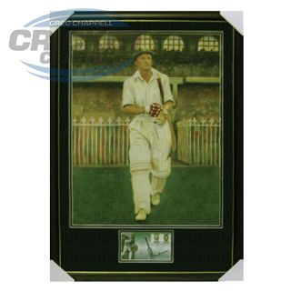 BRADMAN PRINT WITH SIGray-Nicolls GNED COIN ENVELOPE