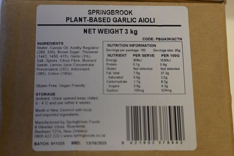 AIOLI GARLIC 3KG ( PLANT BASED )