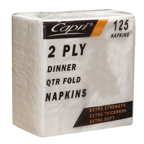 2Ply Dinner Napkin Qtr White/ 1000
