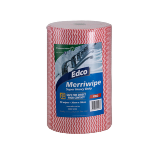 Wipes Merriwipe Hd Roll Red Perf 45Mt 50X30Cm