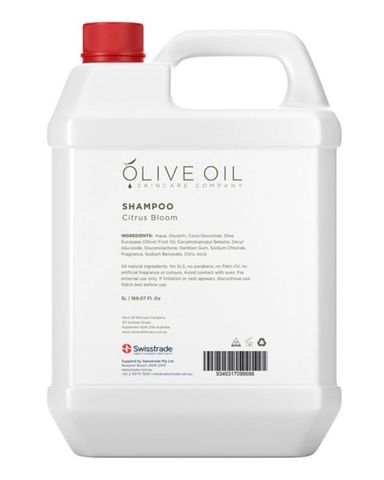 Olive Oil Skincare Co Pump Dispensers Refill Citrus Bloom Shampoo 5LT
