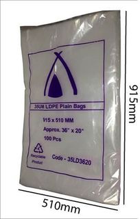 35 Micron Ldpe Plain Bags 915 X 510 Clear