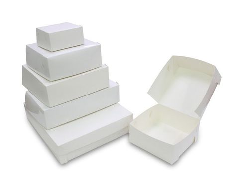 White Lined 1/2 Slab Cake Box Pkt50