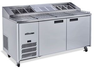 Two door Jade Series Pizza Prep Counter Refrigerator 1°/4°C 710 litre Stainless steel