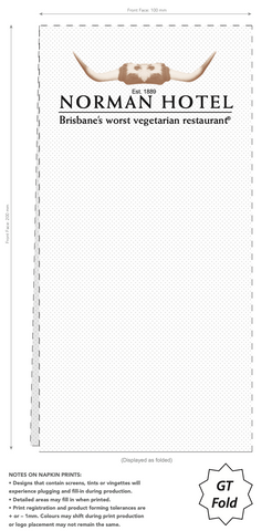 Castaway Dinner Napkin 2Ply 2 White RF 2 Colour Custom Print Norman Hotel