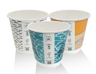 Cup Aqueous Coated Double Wall Cup Art Series One-Lid-Fits-All 8oz 240ml