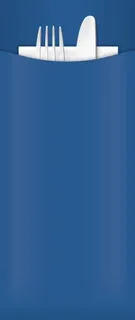 Yiassoo Blue Cutlery Pouch 85x200 2 ply White Napkin 330x330mm