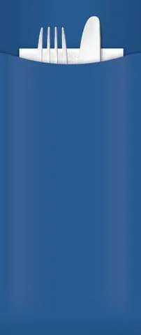Yiassoo Blue Cutlery Pouch 85x200 2 ply White Napkin 330x330mm