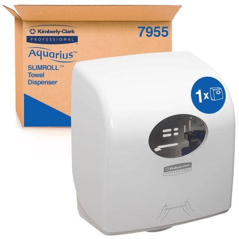 Rolled Hand Towel Dispenser Aquarius  Slimroll White Lockable