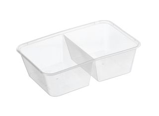 Genfac 650Ml Rectangular 2 Comp. Container Pkt 50 (10)