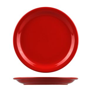 Afc H/Care Round Narrow Rim Plate 225Mm Red / 12