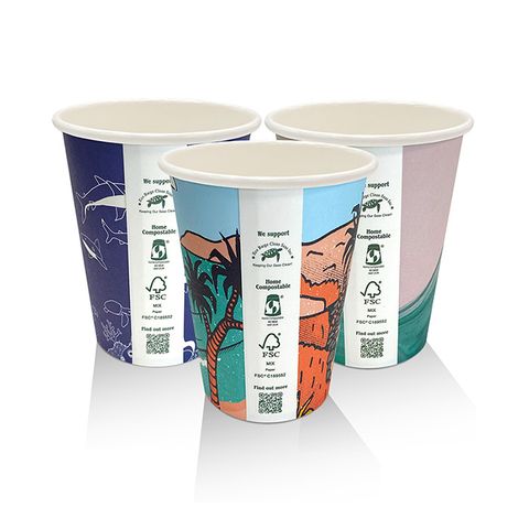 Cup Aqueous Coated Single Wall Cup Art Series One-Lid-Fits-All 8oz 240ml