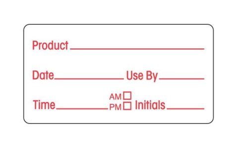 Dissolvable 24 x 48mm Product Red (Product, Date, Use By, Time & Initials)