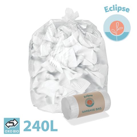 Eclipse Garbage Bag LDPE Oxo Degradable S-Fold 240L Clear /100