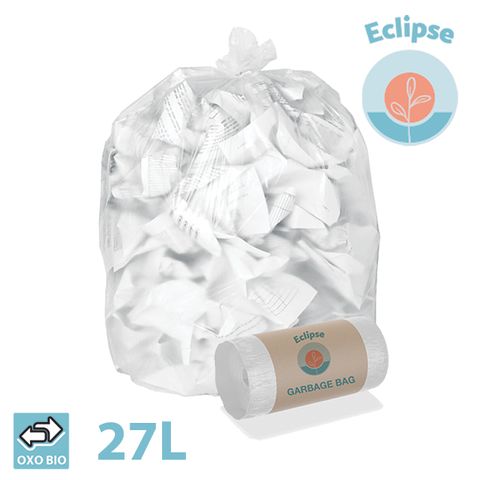 Eclipse Garbage Bag HDPE Oxo Degradable Roll 27L Clear /1000