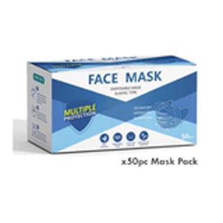 Face Mask 3 Ply Disposable Elastic Type Pk50