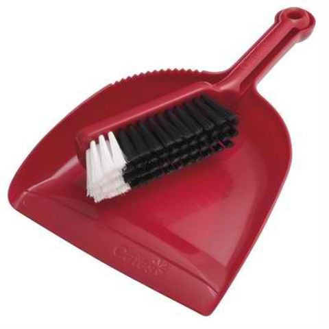 Oates Dustpan & Bannister Brush Set Red