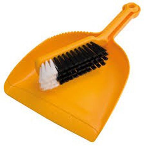 Oates Dustpan & Bannister Brush Set Green Yellow